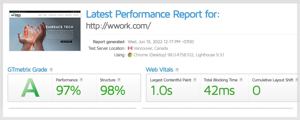 Improving website performance - GTMetrix A