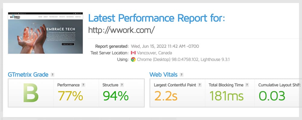 Improving website performance-GTMEtrix-B