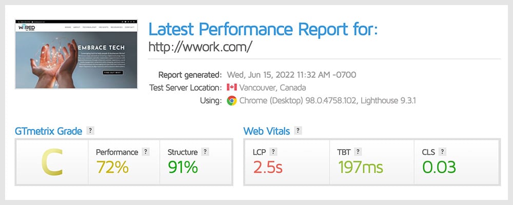 Improving website performance - GTMetrix-C